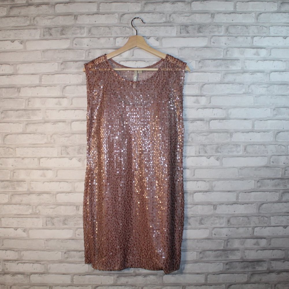 Sequin Sleeveless Shift Dress EUC (2) Blush VEGAS